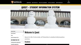 Home | Quest - Student Information System | University of Waterloo