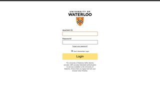 University of Waterloo – Login - Odyssey