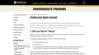 Create your Quest account - University of Waterloo