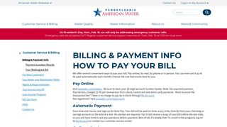 Pennsylvania > Customer Service & Billing > Billing & Payment Info