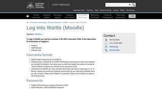 Log into Wattle (Moodle) - Staff Services - ANU