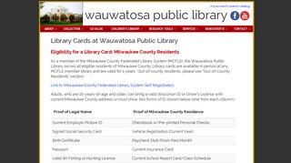 Library Cards - Wauwatosa Public Library