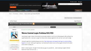 Waves Central Login Problem/SOLVED | Cakewalk Forums