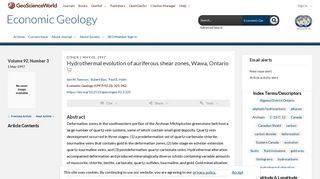 Hydrothermal evolution of auriferous shear zones, Wawa, Ontario ...