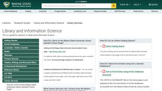 Library Services - Research Guides - Wayne State University