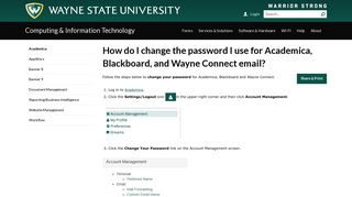 How do I change the password I use for Academica, Blackboard, and ...
