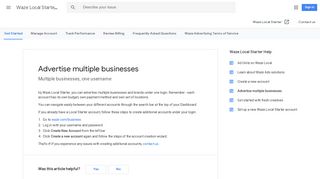 Advertise multiple businesses - Waze Local Starter Help