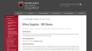 Office Supplies - WB Mason | Harvard John A. Paulson School of ...