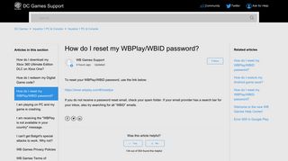 How do I reset my WBPlay/WBID password? – DC Games