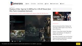 Shadow of War: Sign-Up To WBPlay For +3% XP Boost (And Why ...