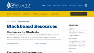Blackboard Resources - Wayland Baptist University