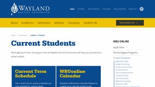 Current Students | WBUonline - Wayland Baptist University
