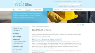 Clearance letters - WCB Alberta