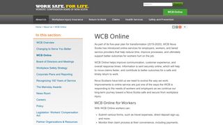 WCB Online - Workers' Compensation Board of Nova Scotia