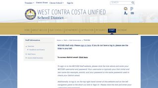 Staff Information / Overview - Wccusd