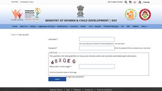 User account | Ministry of Women & Child Development | GoI