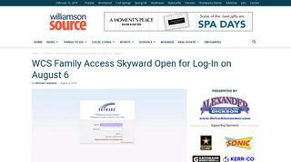 WCS Family Access Skyward Open for Log-In on August 6 ...