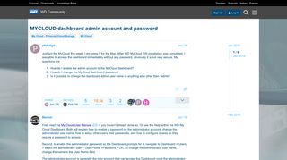 MYCLOUD dashboard admin account and password - My Cloud - WD ...
