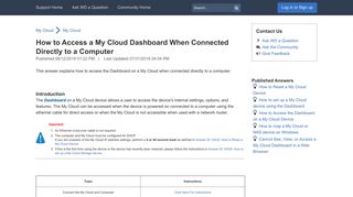 How to Access a My Cloud Dashboard When Connected Directly to a ...