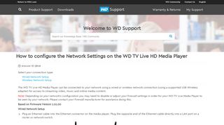 How to configure the Network Settings on the WD TV Live HD Media ...
