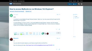 How to access MyBookLive via Windows 10.0 ... - WD Community