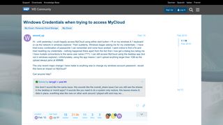 Windows Credentials when trying to access MyCloud - My Cloud - WD ...