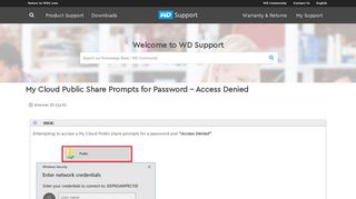 My Cloud Public Share Prompts for Password - Access Denied | WD ...