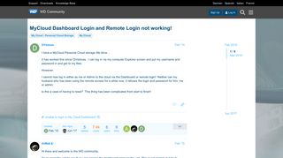 MyCloud Dashboard Login and Remote Login not working! - My Cloud ...