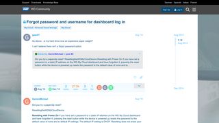 Forgot password and username for dashboard log in - My Cloud - WD ...