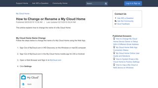 How to Change or Rename a My Cloud Home - Service
