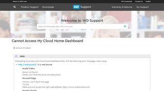 Cannot Access My Cloud Home Dashboard | WD Support