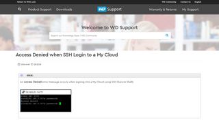 Access Denied when SSH Login to a My Cloud | WD Support