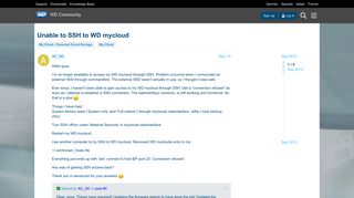 Unable to SSH to WD mycloud - My Cloud - WD Community