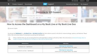 How to Access the Dashboard on a My Book Live or My ... - WD Support