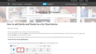 How to add family and friends to a My Cloud device | WD Support