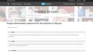 Forgot Administrator password for the DX4000 or RX4100 | WD Support