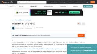 need to fix this NAS - Data Storage - Spiceworks Community