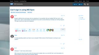 Can't sign in using WD Sync - My Cloud - WD Community