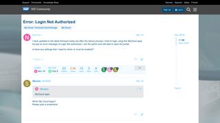 Error: Login Not Authorized - My Cloud - WD Community