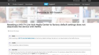 Resetting a WD TV Live Hub Media Center to factory default settings ...