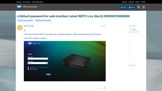 Default password for web interface Latest WDTV Live (Gen3 ...