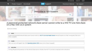 A password protected network share server cannot write to a WD TV ...