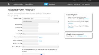 WD Product Registration | WD Support