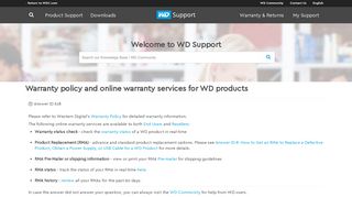 Warranty policy and online warranty services for WD products | WD ...
