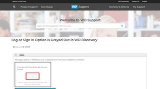 Log or Sign In Option Is Greyed Out in WD Discovery | WD Support
