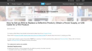 How to Get an RMA to Replace a Defective Product ... - WD Support