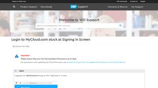 Login to MyCloud.com stuck at Signing In Screen | WD Support
