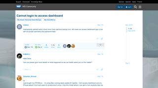 Cannot login to access dashboard - My Cloud Mirror - WD Community