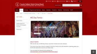 WE Day Family - Toronto Catholic District School Board