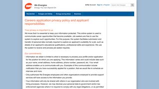 Careers Application Privacy Policy | We Energies